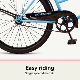 Schwinn Siesta Cruiser Bike, Single Speed, 24 In. Wheels, Sky Blue, Girls Style